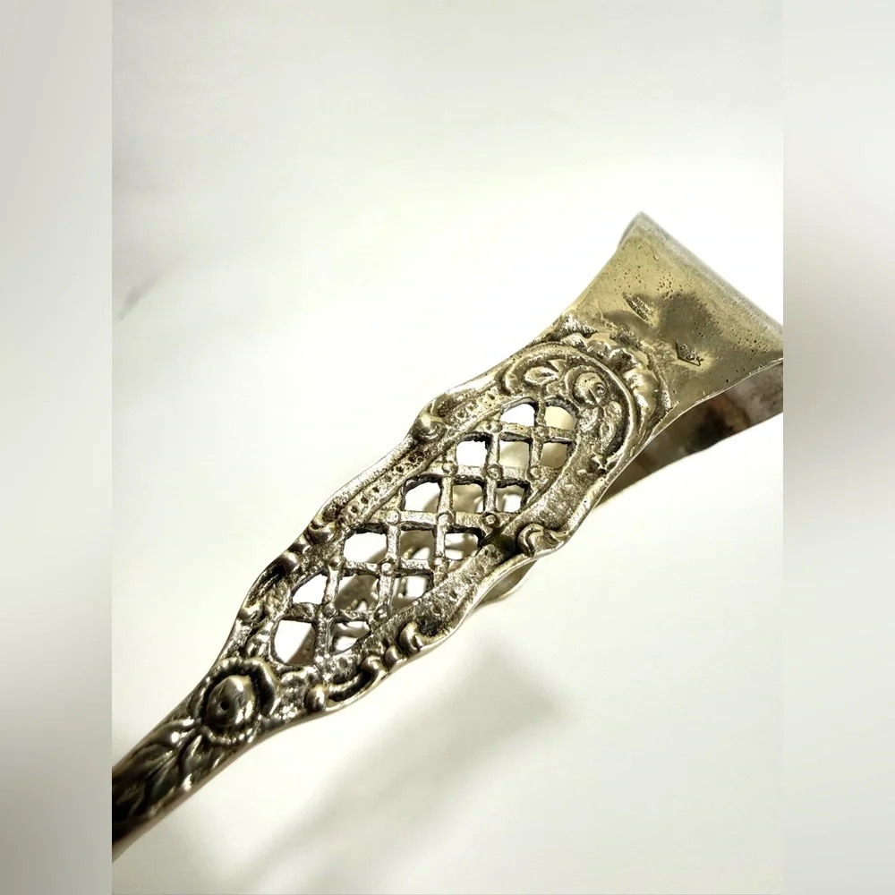 Antique Victorian Austrian 800 Silver 34g Sugar Cube Tongs Bird Claw Gothic